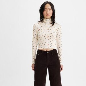 Levi's Moon Rib Turtleneck Shirt - Shayla Floral Gardenia